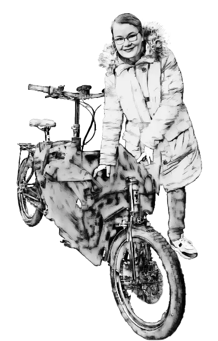 Doris mit ihrem Lastenrad
